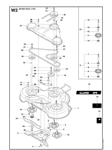 94cm Cutting Deck Diagram and Parts List for PR17 AWD Husqvarna Lawn Mower