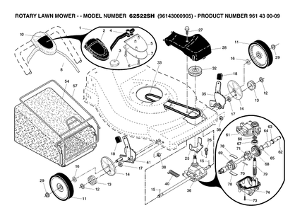 Repair Parts Diagram and Parts List for 6522SH (96143000905)(2007-03) Husqvarna Lawn Mower