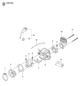 Carburetor Diagram and Parts List for K960 2008-03 Husqvarna Circular Saw