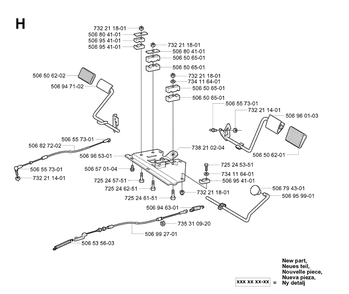 Pedals Diagram and Parts List for RIDER16 2003-01 Husqvarna Lawn Mower