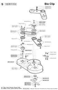 103cm Cutting Deck Diagram and Parts List for PF1200 1998-03 Husqvarna Lawn Tractor