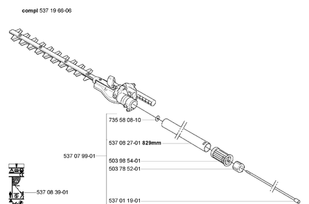 Hedge Attachment Diagram and Parts List for HA850 2005-10 Husqvarna Hedge Trimmer