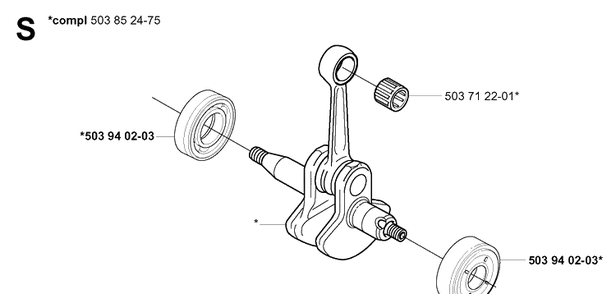 Crankshaft Diagram and Parts List for 325RDX 20051800001-Current Husqvarna Brush Cutter