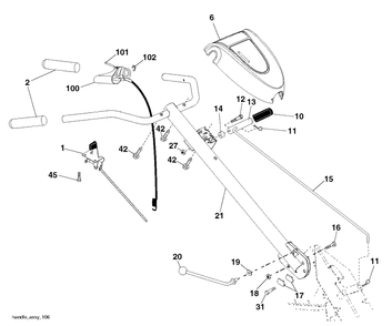 Handle Diagram and Parts List for DRT900E 2013-03 Husqvarna Cultivator