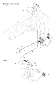Pedals Diagram and Parts List for R15-V2AWD (965200901)(2008-01) Husqvarna Lawn Tractor