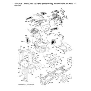Chassis Diagram and Parts List for 96043031600  Husqvarna Lawn Tractor