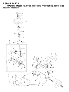 Steering Diagram and Parts List for LT130 (954170035-A)(2001-01) Husqvarna Lawn Tractor