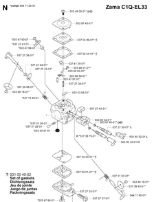 Carburetor Details Diagram and Parts List for 338XPT 20060100001-20063600000 Husqvarna Chainsaw