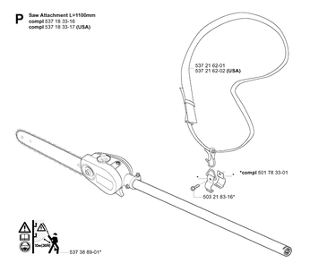 Attachments 3 Diagram and Parts List for 326P 20042300001-20062700000 Husqvarna Pole Saw