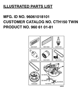 Frequently Used Parts Diagram and Parts List for CTH150 (96061018101)(2008-07) Husqvarna Lawn Tractor