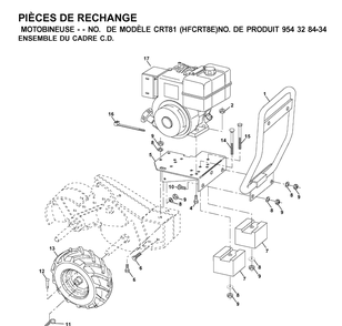 Mainframe, Right Side Diagram and Parts List for CRT81 (HFCRT8E)(2001-01) Husqvarna Cultivator
