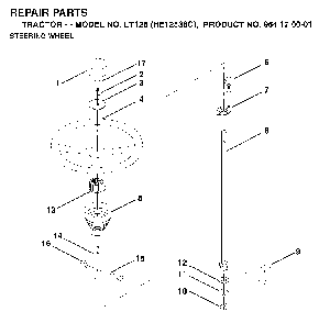 Steering Column Diagram and Parts List for LT125 (HE12536C, 954170001)(1996-01) Husqvarna Lawn Tractor