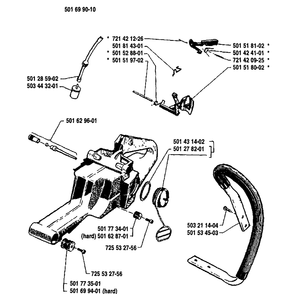 Tank/Handle Assembly Diagram and Parts List for 61 1991-03 Husqvarna Chainsaw