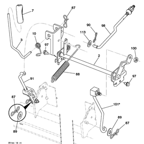 Mower Lift / Deck Lift Diagram and Parts List for CT126 (96051000702)(2011-4) Husqvarna Lawn Tractor
