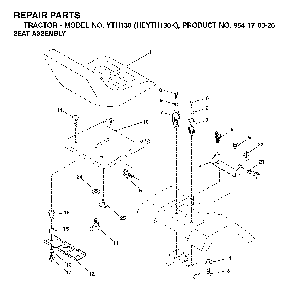 Seat Diagram and Parts List for YTH130 (HEYTH130K, 954170026)(2001-01) Husqvarna Lawn Tractor