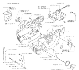 Crankcase Diagram and Parts List for 372XPW 2007-01 Husqvarna Chainsaw