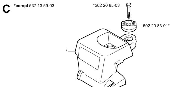 Air Filter Cover Diagram and Parts List for 339XP 20034000001-20040100000 Husqvarna Chainsaw
