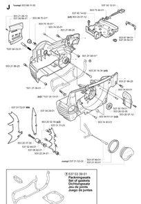 Crankcase Diagram and Parts List for 385XP 20051000001-20064000000 Husqvarna Chainsaw