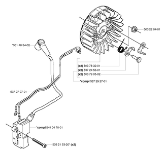 Ignition / Flywheel Diagram and Parts List for 455E (Rancher)(2006-06) Husqvarna Chainsaw