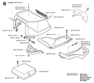 Hood Diagram and Parts List for R13BIO 2002-02 Husqvarna Lawn Tractor