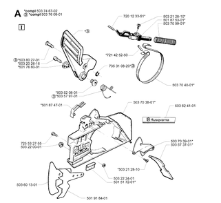 Chain Brake 3 Diagram and Parts List for 288 20014000001-Current Husqvarna Chainsaw