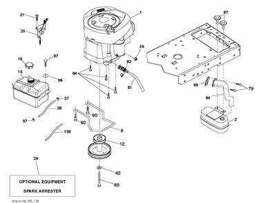 Engine Diagram and Parts List for YTH1842-223810 2017-12 Husqvarna Lawn Tractor