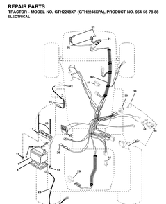 Electrical Diagram and Parts List for GTH2248XP-GTH2248XPA 2002-01 Husqvarna Lawn Tractor