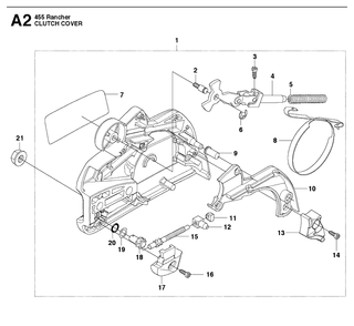 Clutch Cover Diagram and Parts List for 455 RANCHER Husqvarna Chainsaw