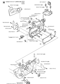 Crankcase Diagram and Parts List for 357XP 20041800001-20050600000 Husqvarna Chainsaw