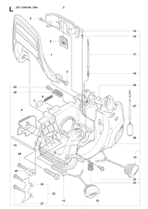 Crankcase Diagram and Parts List for 235 20080100001-20091400000 Husqvarna Chainsaw