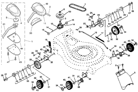 Drive Assembly Diagram and Parts List for 5521RS (954223470-B)(2004-07) Husqvarna Lawn Mower