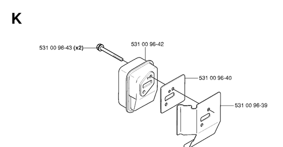 Muffler Diagram and Parts List for 125BT TJ027D-AC55 Husqvarna Leaf Blower / Vacuum