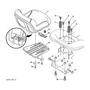 Seat Assembly Diagram and Parts List for 96043026000  Husqvarna Lawn Tractor