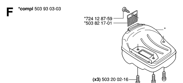 Muffler Diagram and Parts List for 334T 20063600001-Current Husqvarna Chainsaw