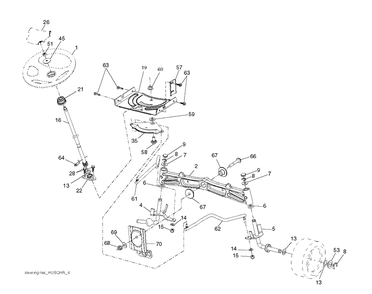 Steering Diagram and Parts List for YTH26V54 (96043013201)(2011-08) Husqvarna Lawn Tractor
