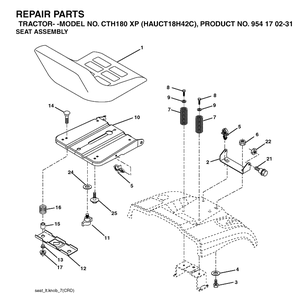 Seat Diagram and Parts List for CTH180XP (HAUCT18H42C)(2004-09) Husqvarna Lawn Tractor