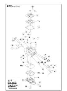 Carburetor Details Diagram and Parts List for 356BT  Husqvarna Leaf Blower / Vacuum