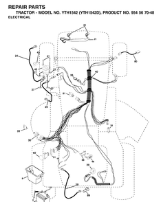 Electrical Diagram and Parts List for YTH1542 (954567048)(2001-11) Husqvarna Lawn Tractor