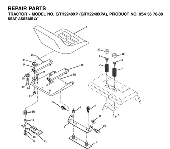 Seat Diagram and Parts List for GTH2248XP-GTH2248XPA 2002-01 Husqvarna Lawn Tractor