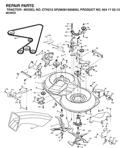Mower Deck / Cutting Deck Diagram and Parts List for CTH210XP (96061000800)(2005-01) Husqvarna Lawn Tractor