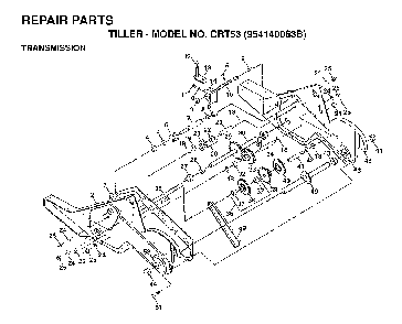 Transmission Diagram and Parts List for CRT53 (954140063B)(1998-07) Husqvarna Tiller