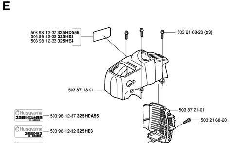 Cover Diagram and Parts List for 325HDA55 (X-SERIES)(20010100001-20011800000) Husqvarna Hedge Trimmer