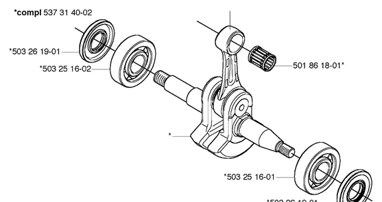 Crankshaft Diagram and Parts List for 455E (Rancher)(2006-06) Husqvarna Chainsaw