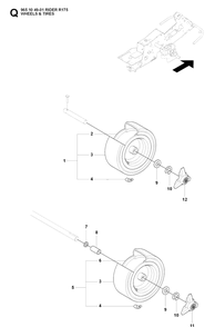 Wheels And Tires Diagram and Parts List for RIDER175 (965104901)(2007-01) Husqvarna Lawn Mower