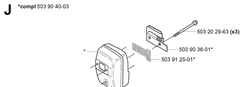 Muffler Diagram and Parts List for 227L 2000-10 Husqvarna Trimmer