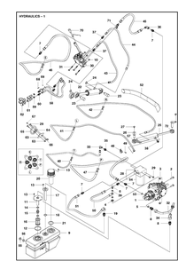 Hydraulics Diagram and Parts List for P525  Husqvarna Lawn Mower