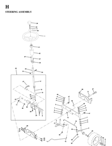 Steering Diagram and Parts List for YTH130 1997-02 Husqvarna Lawn Tractor