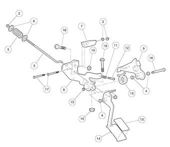 Accelerator Pedal Assembly - Style B Diagram and Parts List for HUV4421GXP 2009 Husqvarna Lawn Tractor