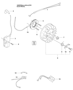 Electrical (Ne) Diagram and Parts List for 353 2009-02 Husqvarna Chainsaw