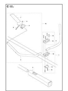 Handle Diagram and Parts List for 543RS 20141800001-20192200000 Husqvarna Brush Cutter